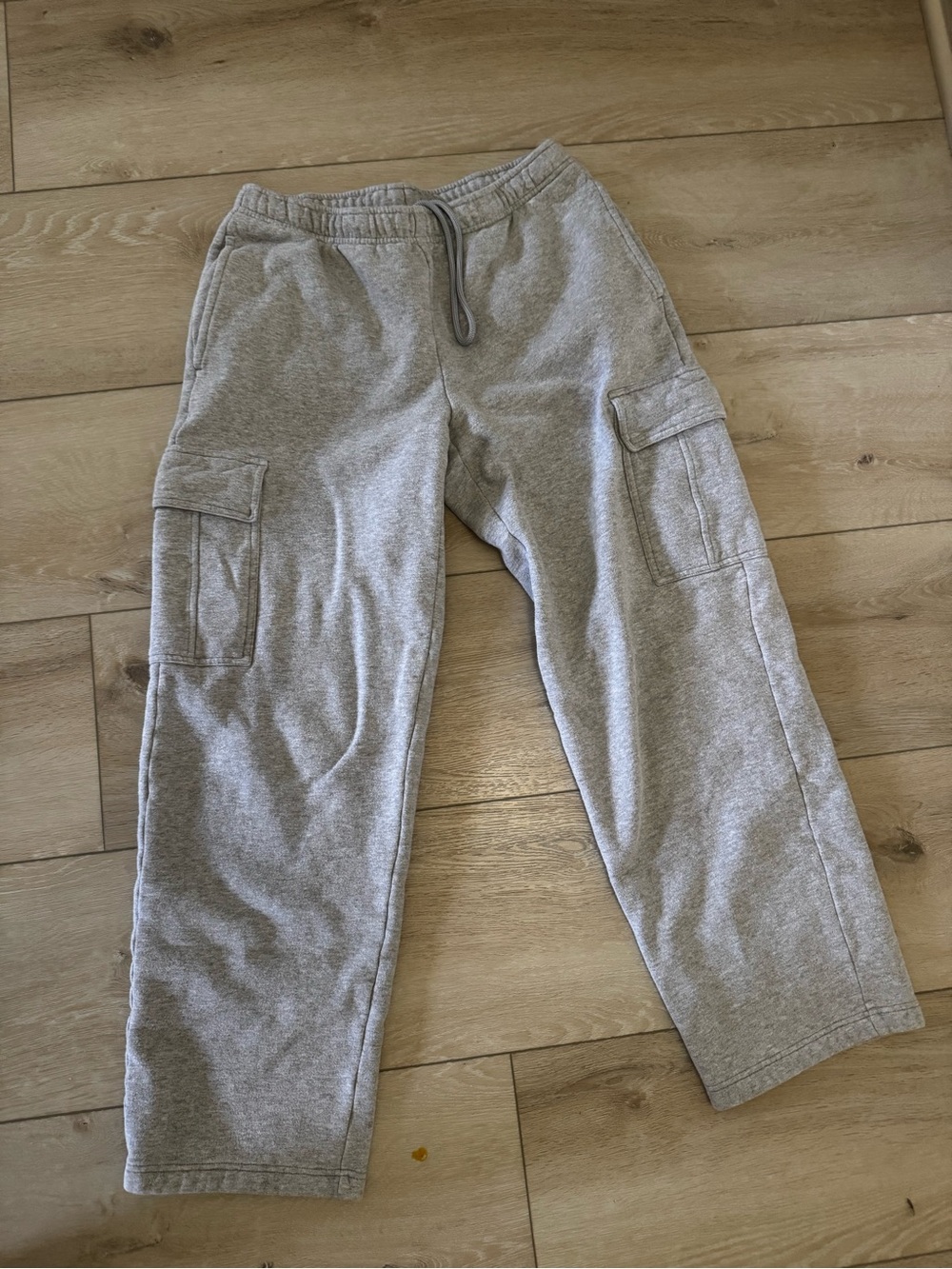 Aritzia Mega Sweatfleece Wide Leg Cargo Sweatpants in Grey